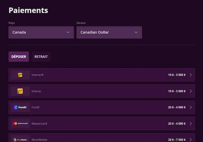 Malina Casino pay